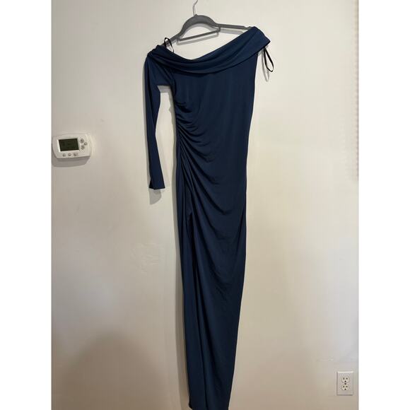 NWT Katie May Mojave Asymmetric One Shoulder Formal Gown Deep Sea Womens Size XS - Picture 2 of 7